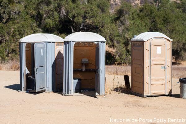 a clean row of portable restrooms for outdoor weddings or festivals in Montpelier, VT